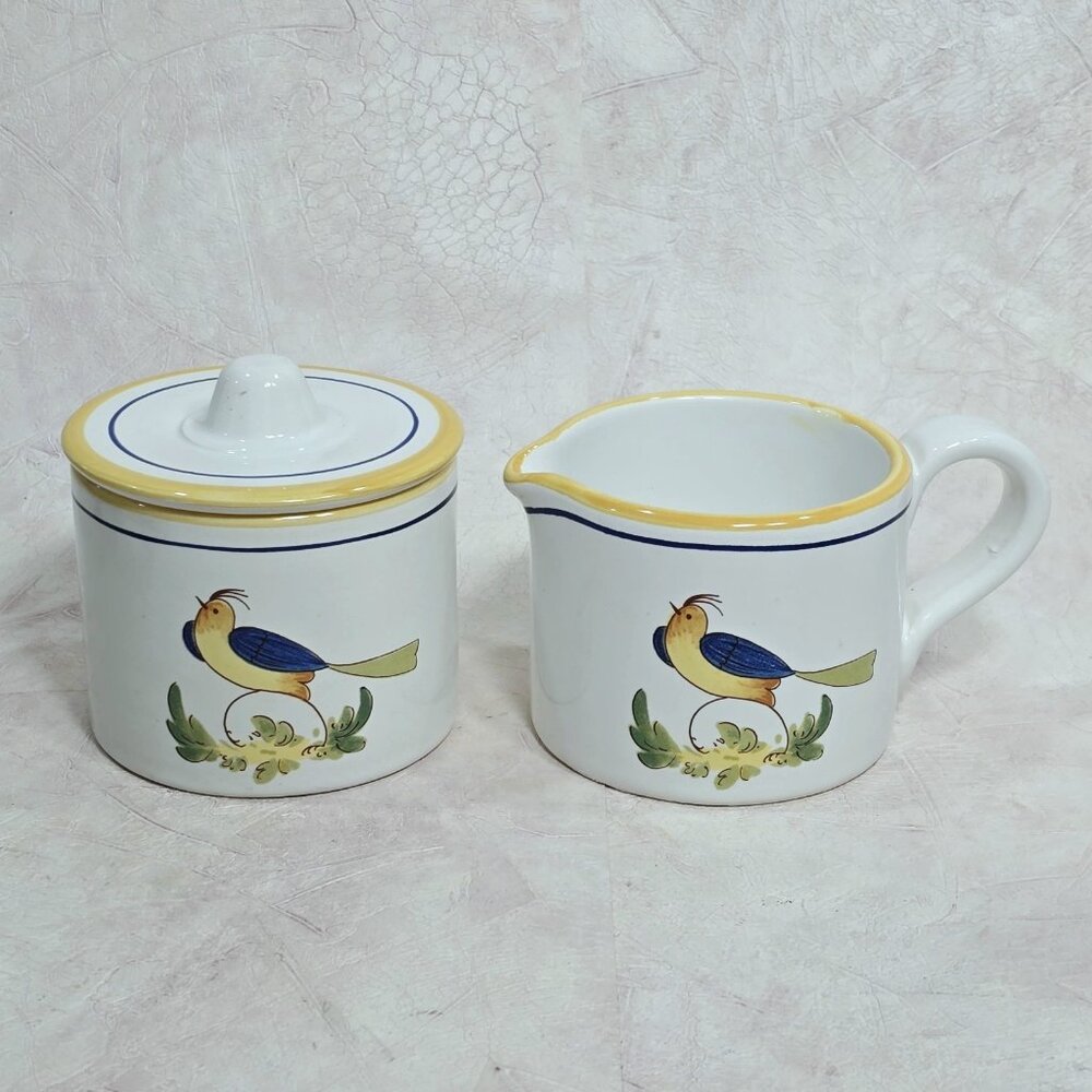 Vintage ITALY by San Marciano Ceramiche Hand Made/Painted Sugar & Creamer‎